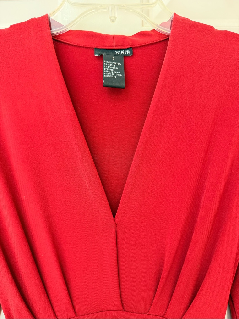 Mixit Red V-Neck Midi Flared Soft Knit Dress with Wrap Tie Belt, Sz 6 - Picture 3 of 14